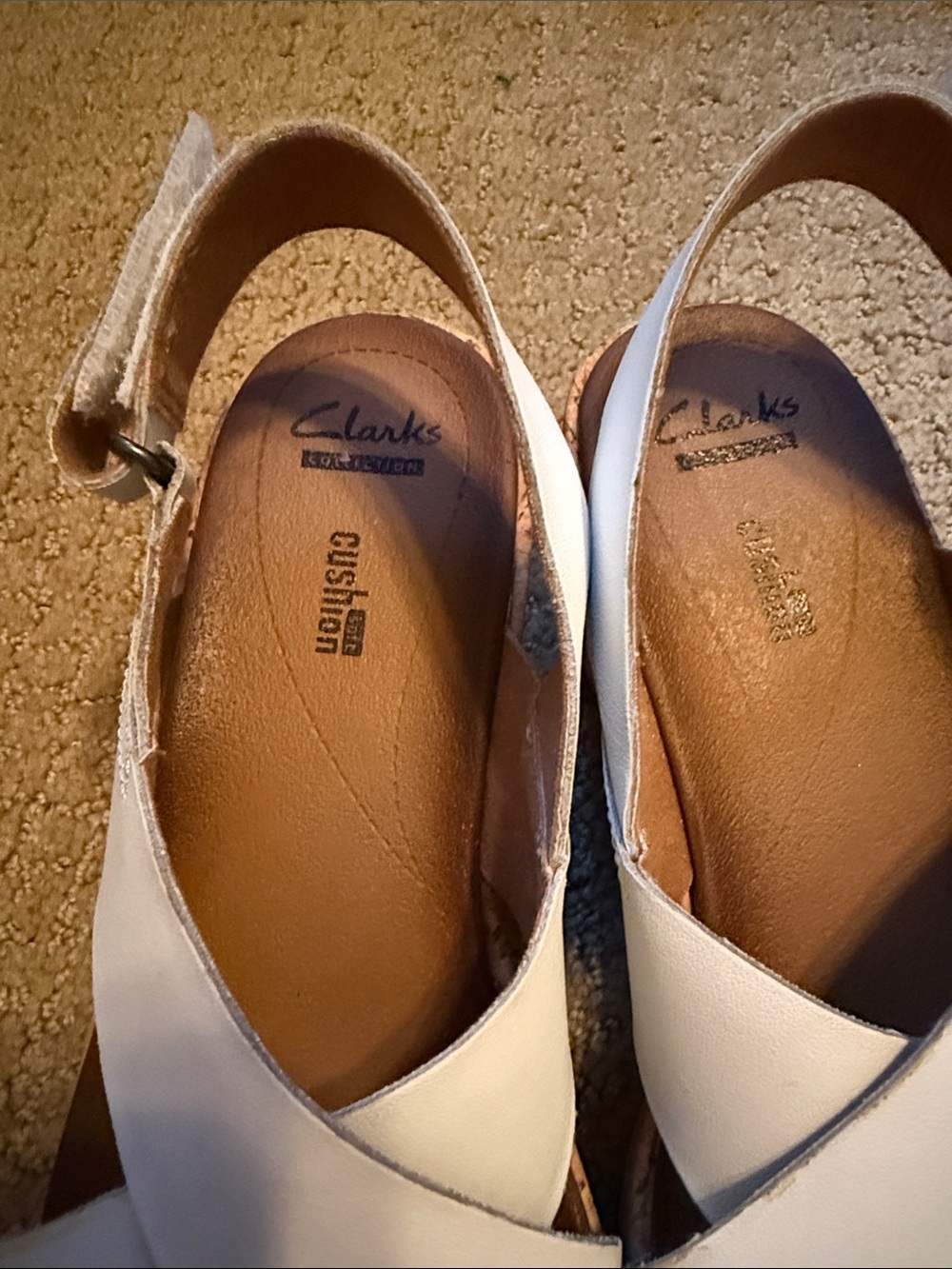 Clarks Cushion White Slingback Sandals 6.5 - Picture 2 of 9